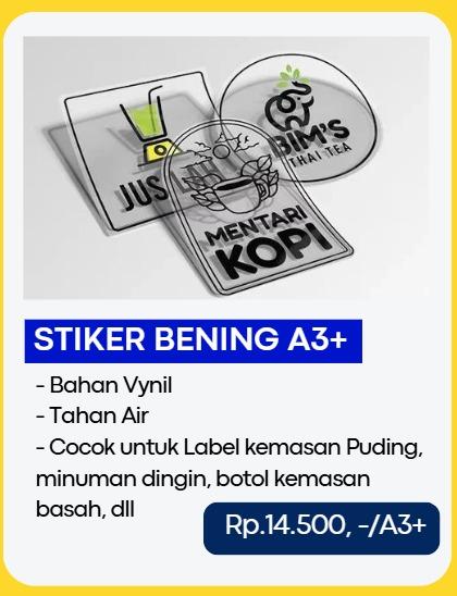 Stiker bening A3+